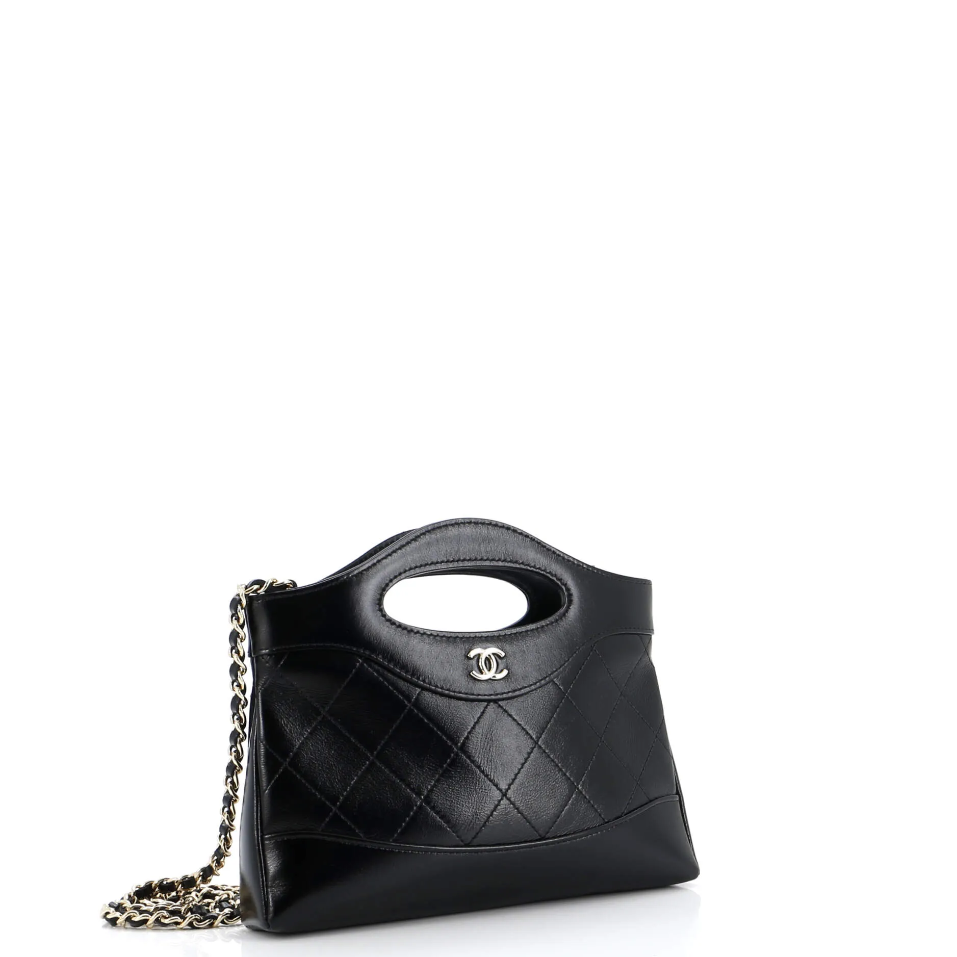 31 Shopping Bag Clutch with Chain Quilted Calfskin Small