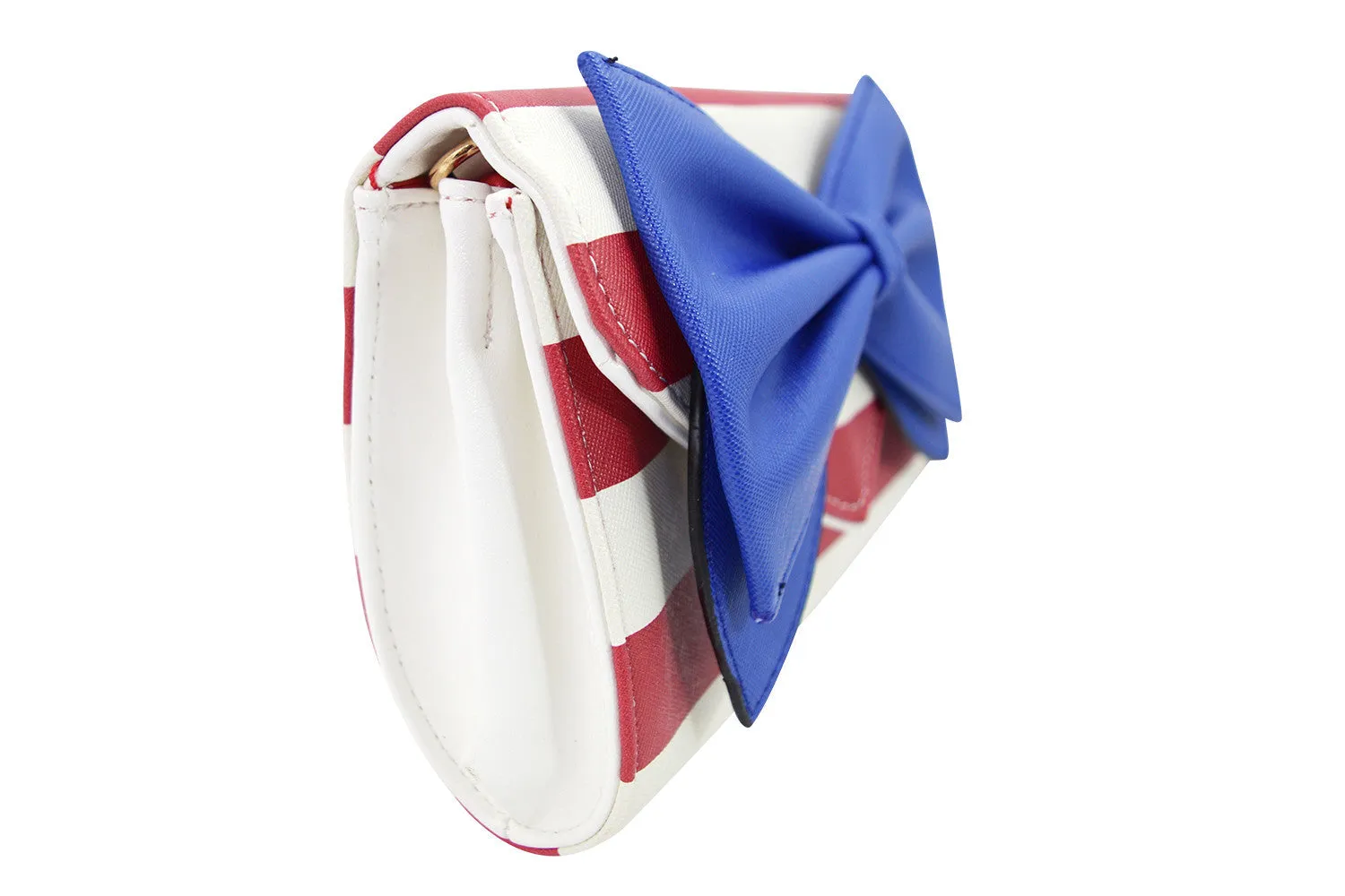 Bow Wallet Clutch Purse - Striped Clutch Wallet Crossbody Purse with Oversized Bow