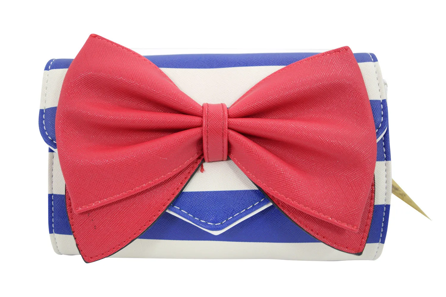 Bow Wallet Clutch Purse - Striped Clutch Wallet Crossbody Purse with Oversized Bow