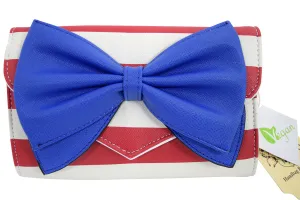 Bow Wallet Clutch Purse - Striped Clutch Wallet Crossbody Purse with Oversized Bow