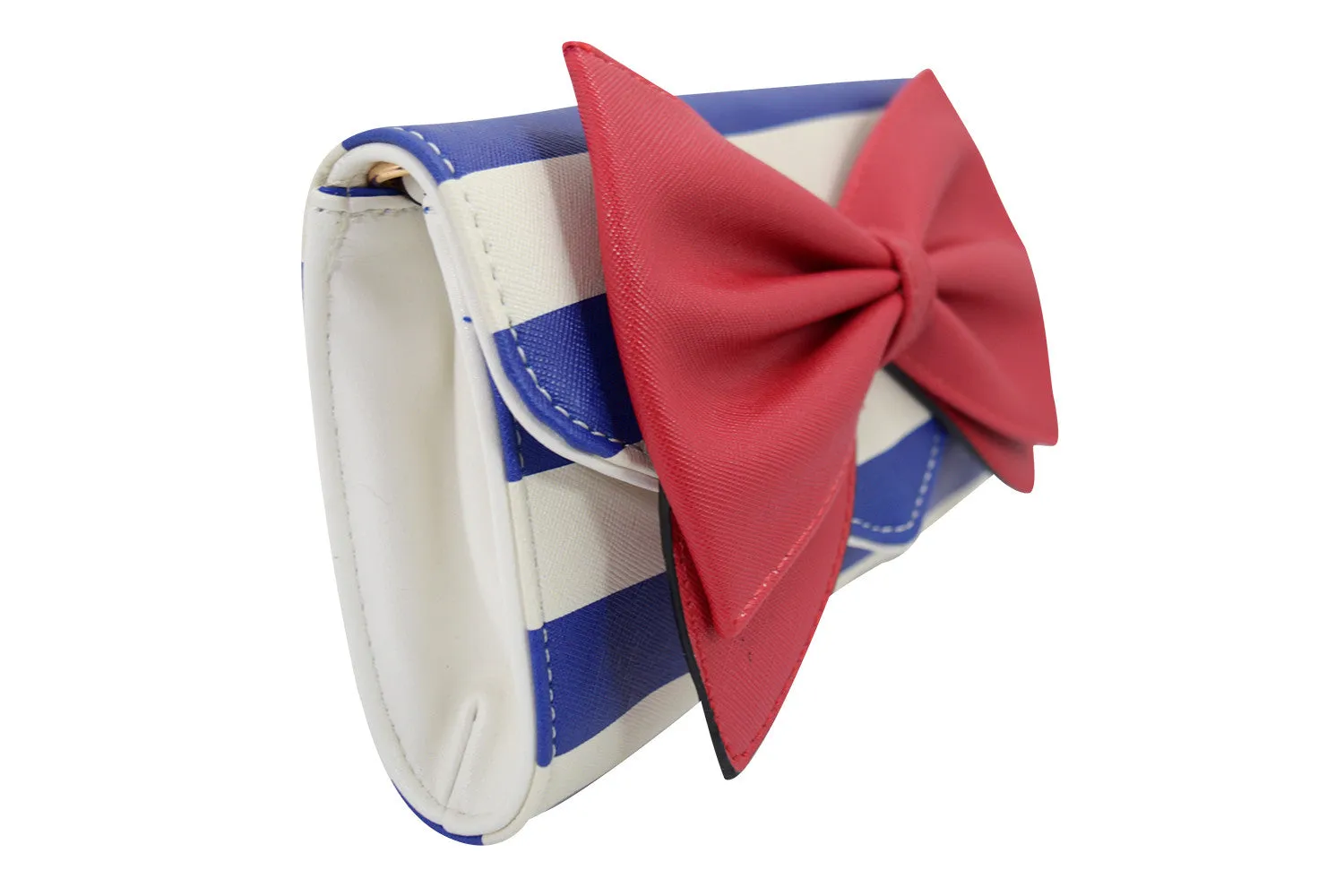 Bow Wallet Clutch Purse - Striped Clutch Wallet Crossbody Purse with Oversized Bow