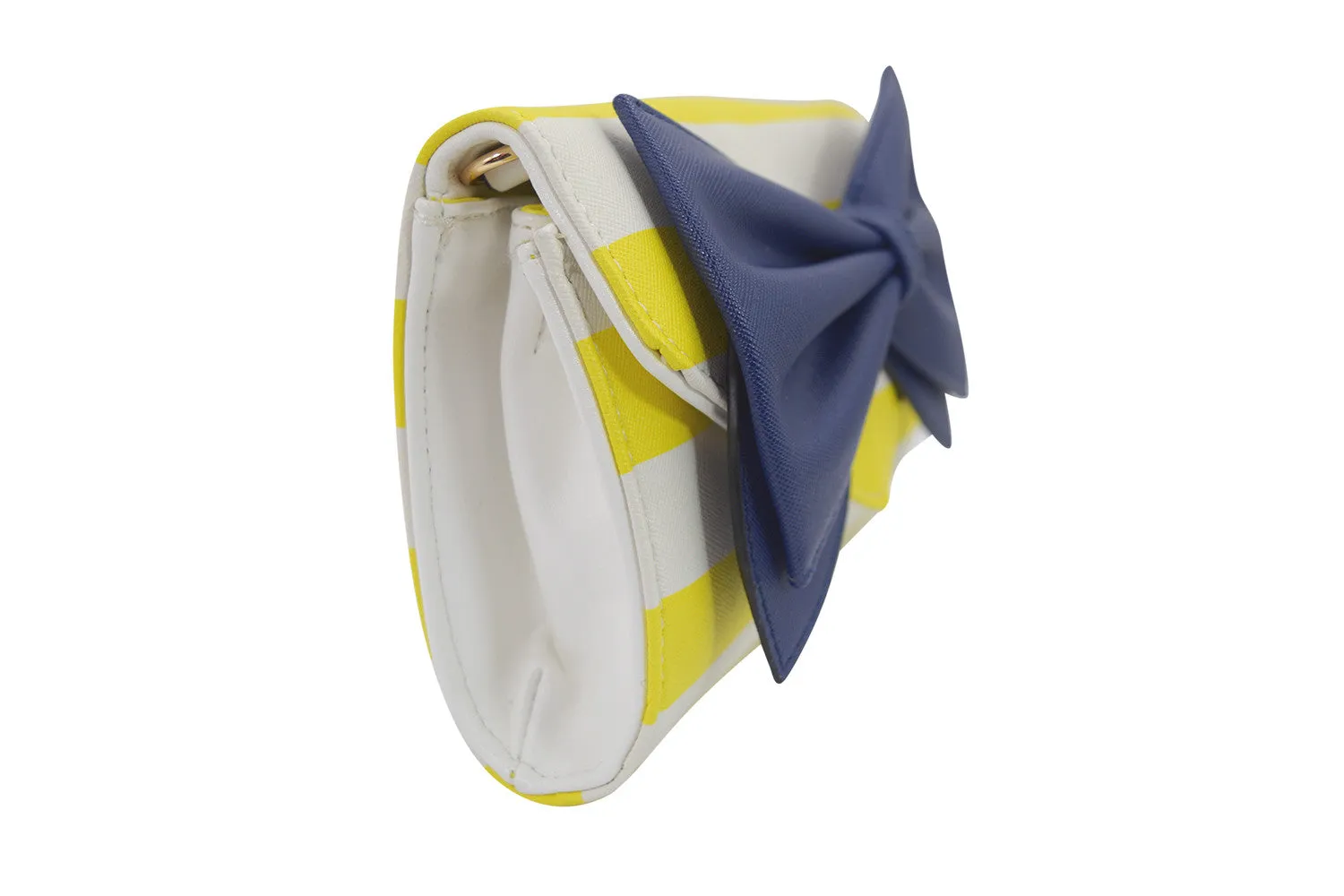 Bow Wallet Clutch Purse - Striped Clutch Wallet Crossbody Purse with Oversized Bow