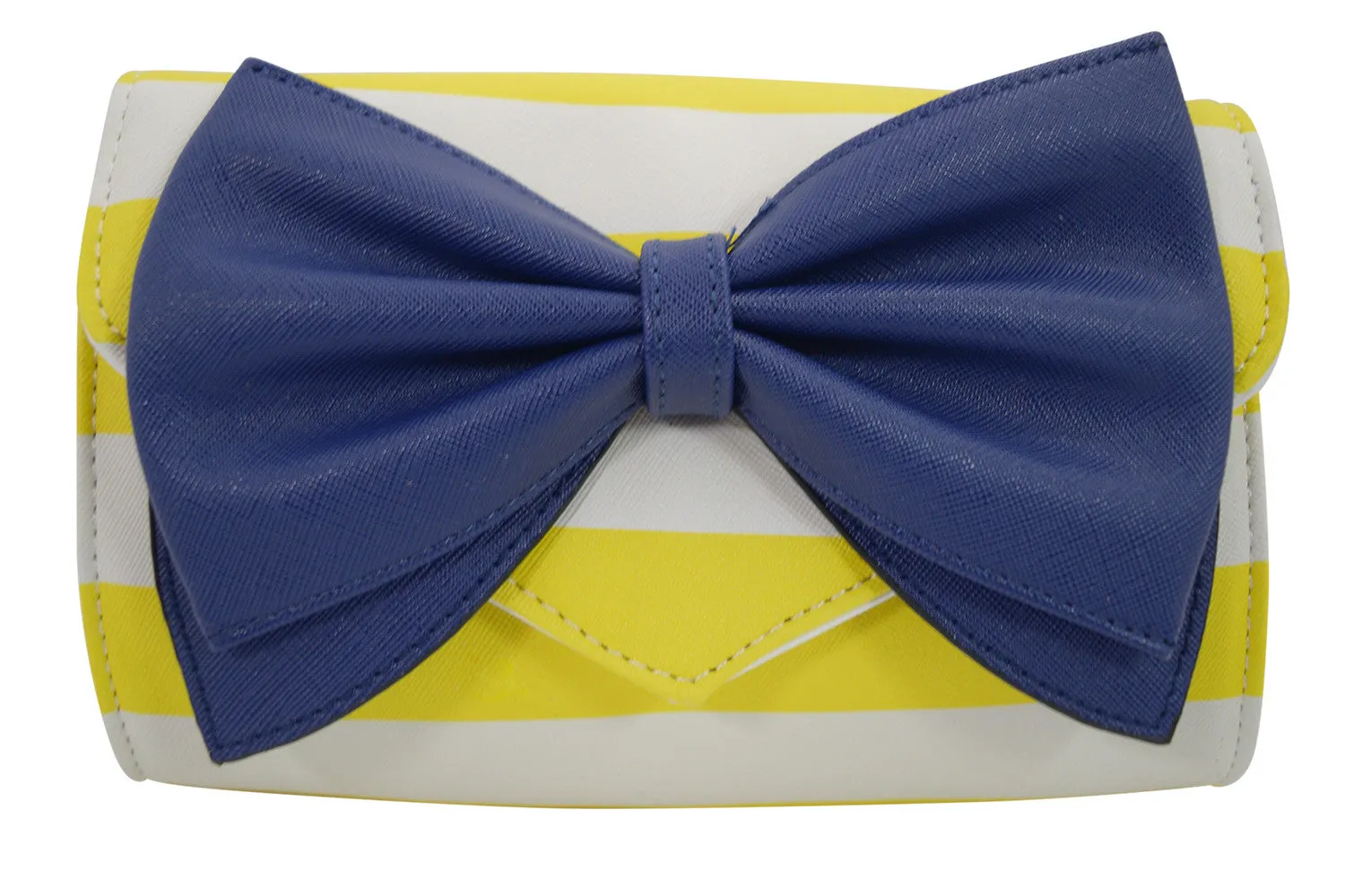 Bow Wallet Clutch Purse - Striped Clutch Wallet Crossbody Purse with Oversized Bow