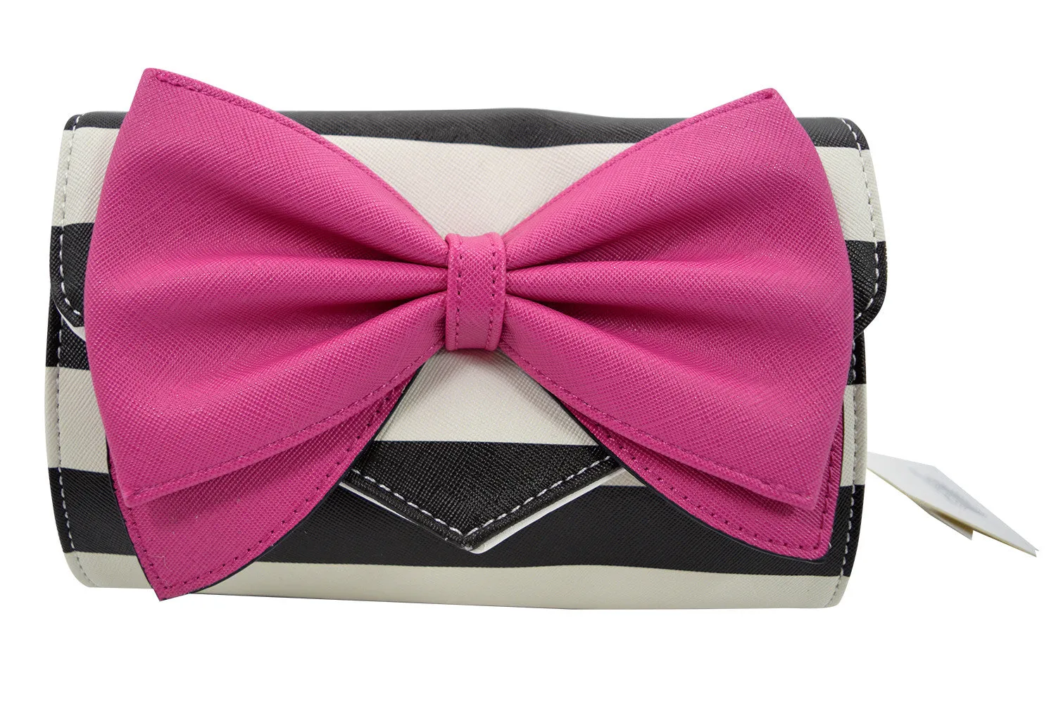 Bow Wallet Clutch Purse - Striped Clutch Wallet Crossbody Purse with Oversized Bow