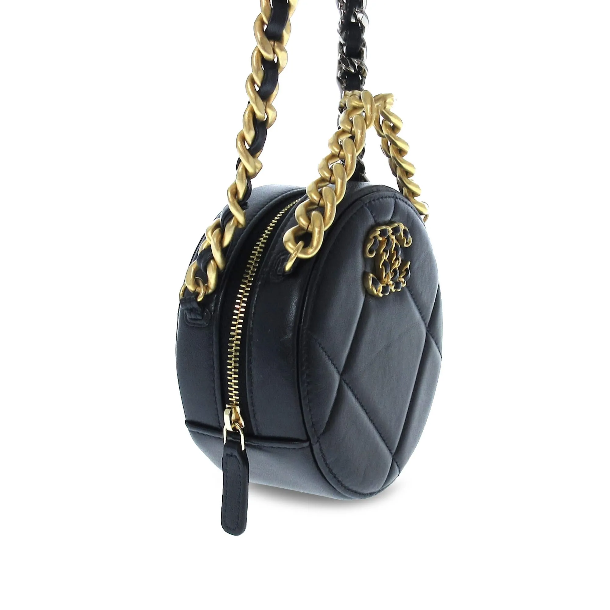 Chanel 19 Round Lambskin Clutch With Chain (SHG-6cbrO9)