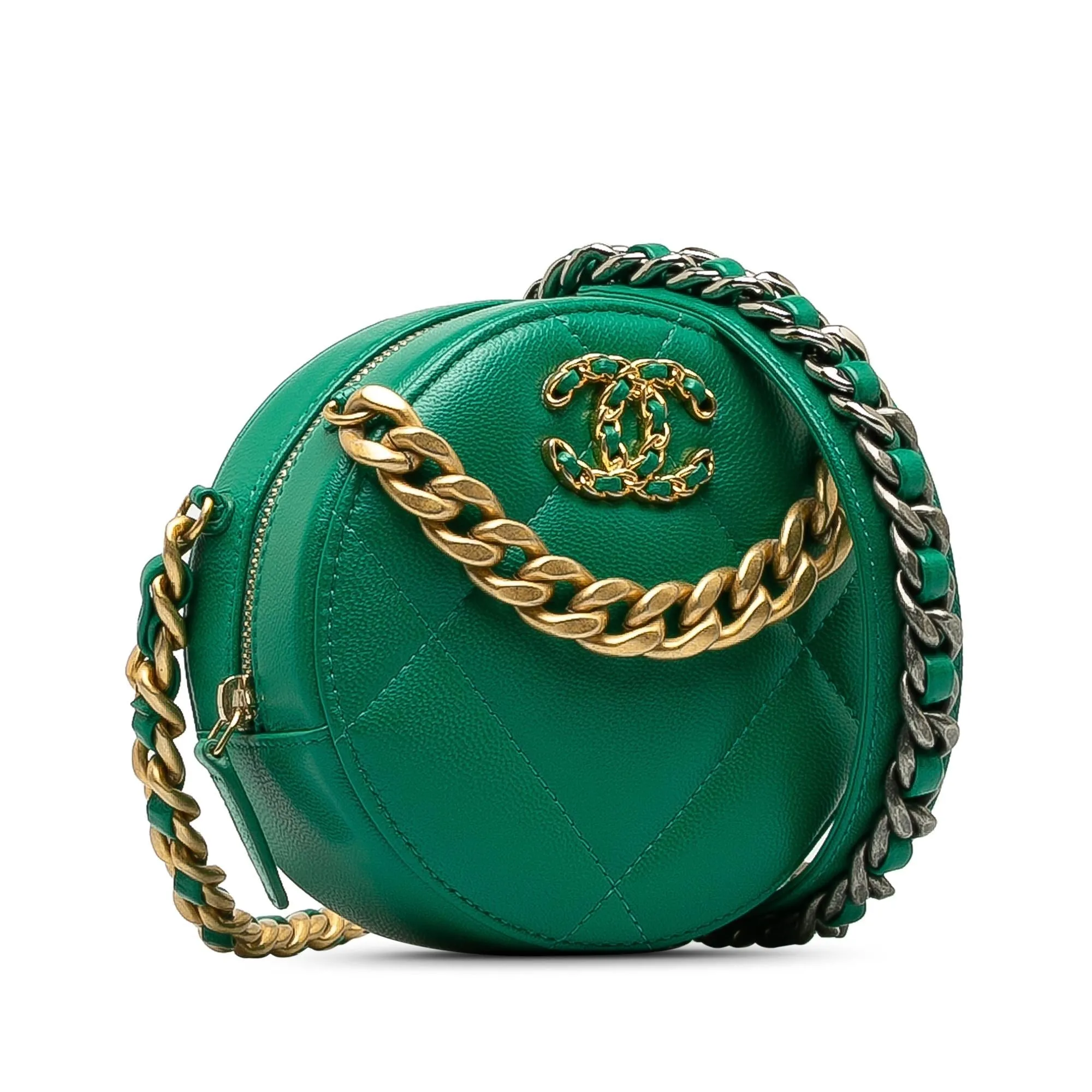 Chanel 19 Round Lambskin Clutch With Chain (SHG-pjBnNJ)