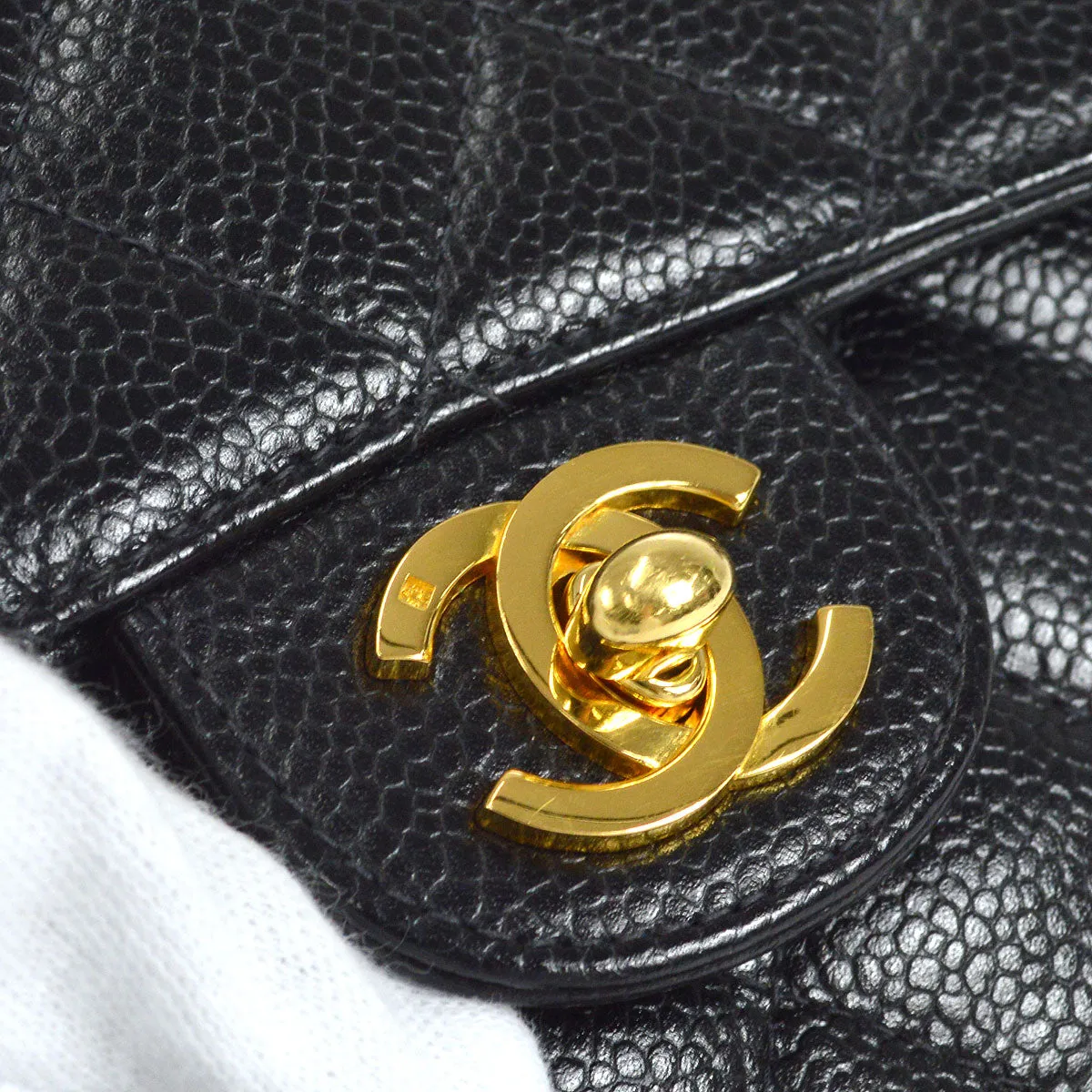 CHANEL 1997-1999 Classic Square Flap Mini 17 Black Caviar 18134