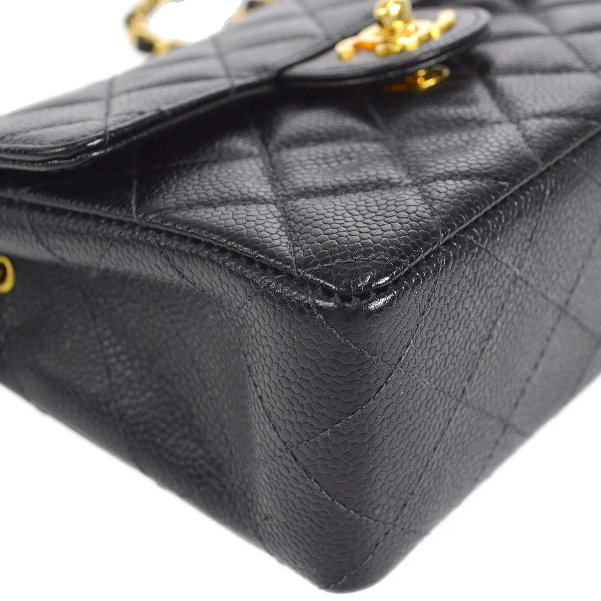 CHANEL 1997-1999 Classic Square Flap Mini 17 Black Caviar 18134