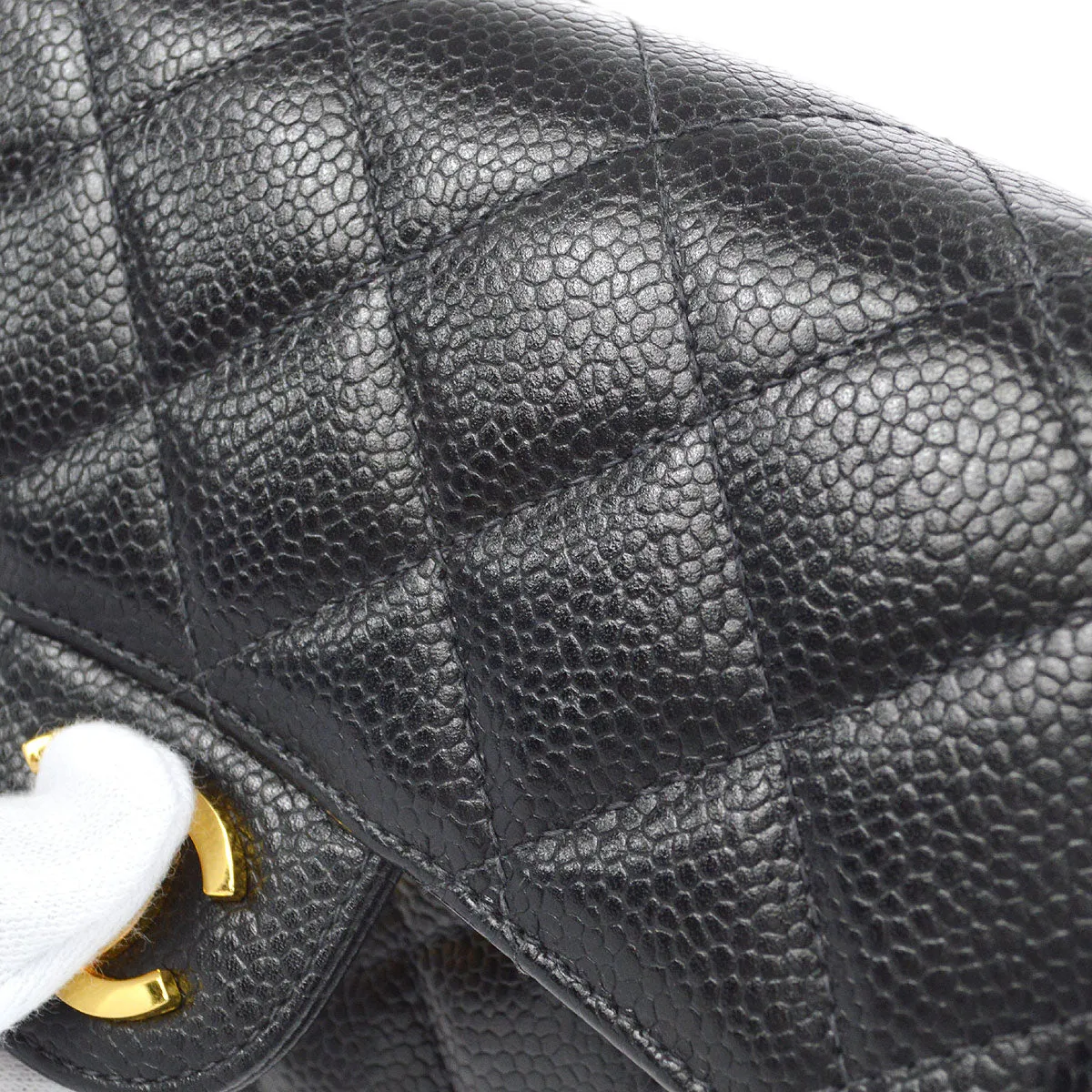 CHANEL 1997-1999 Classic Square Flap Mini 17 Black Caviar 18134