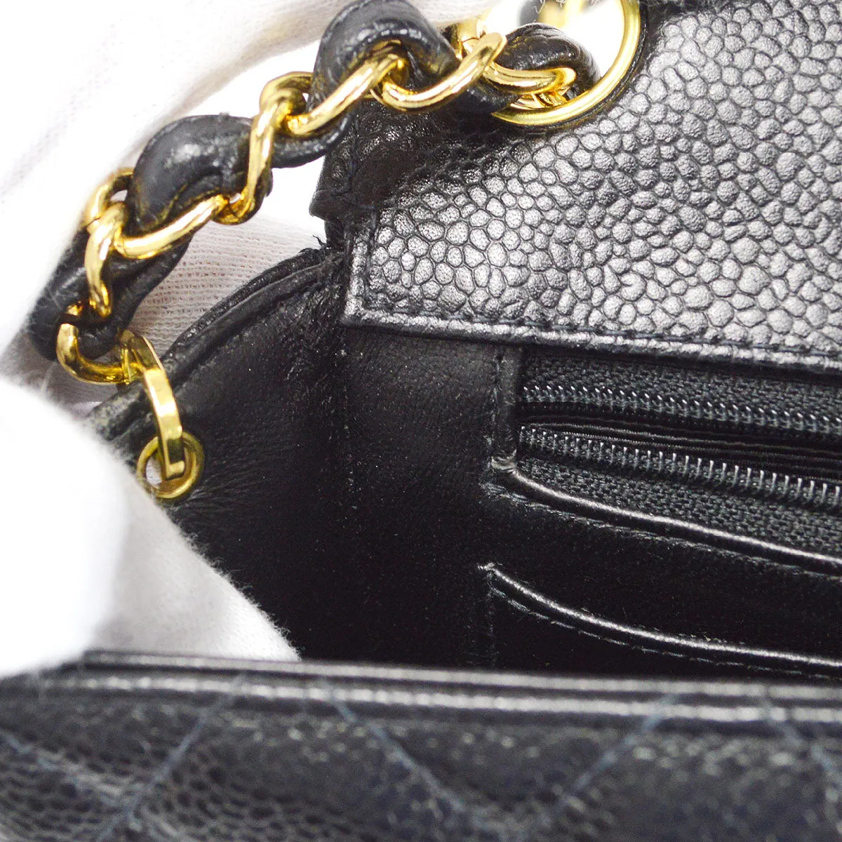 CHANEL 1997-1999 Classic Square Flap Mini 17 Black Caviar 18134