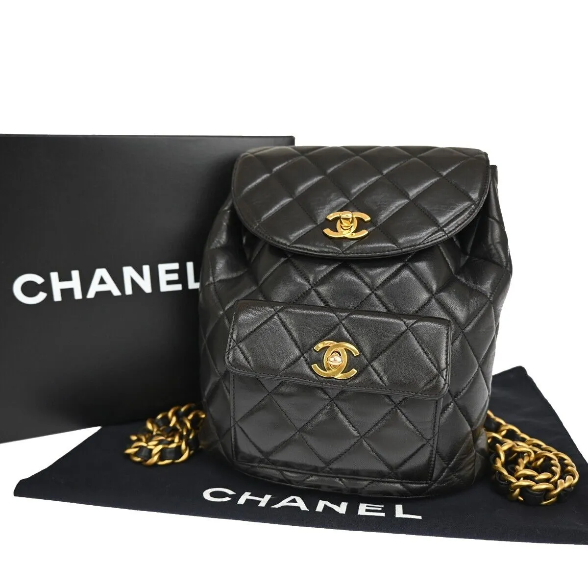 Chanel Cc Logo Matelasse Chain Backpack