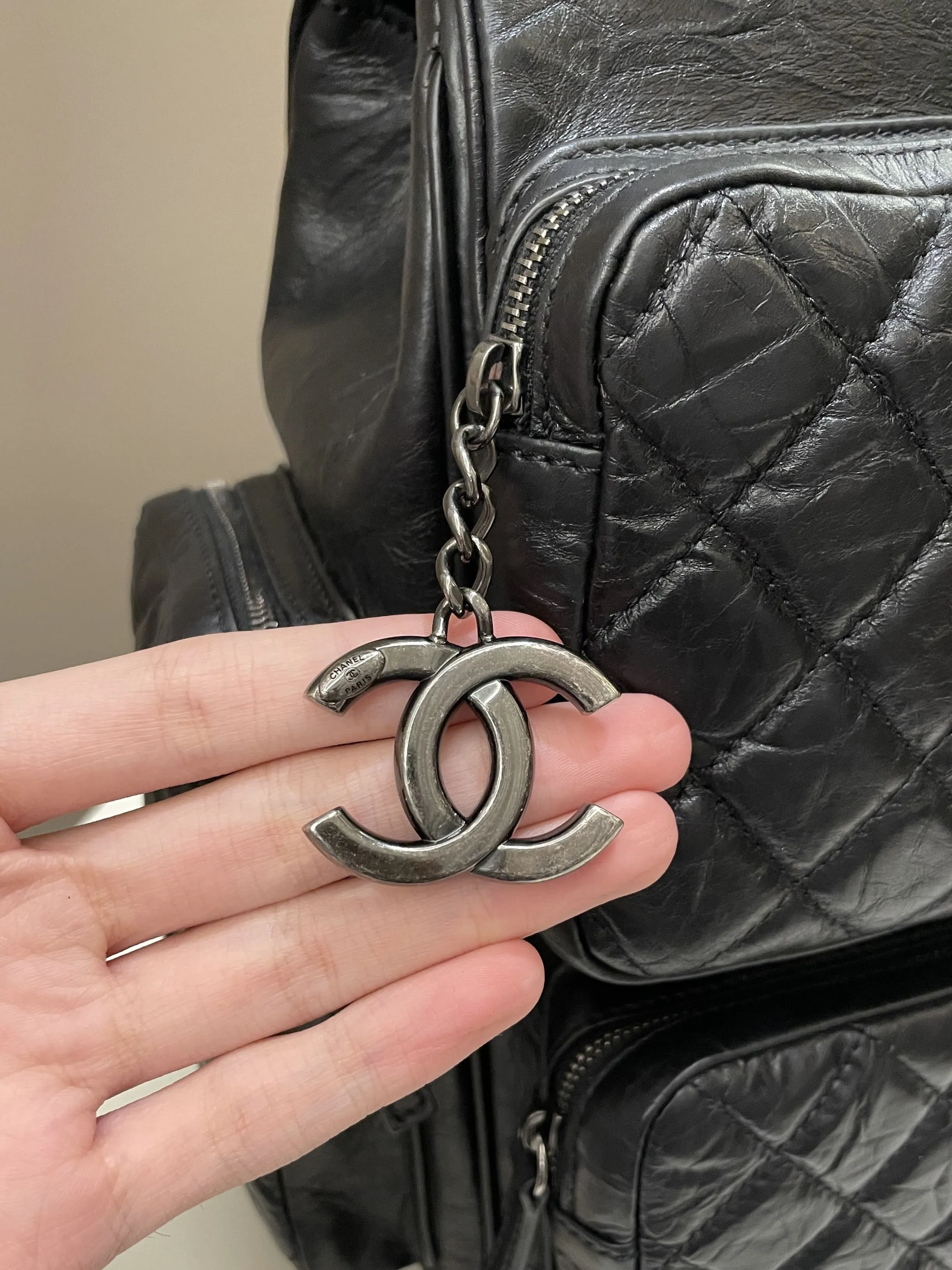 Chanel Quilted Casual Rock Backpack Black Aged Calf
