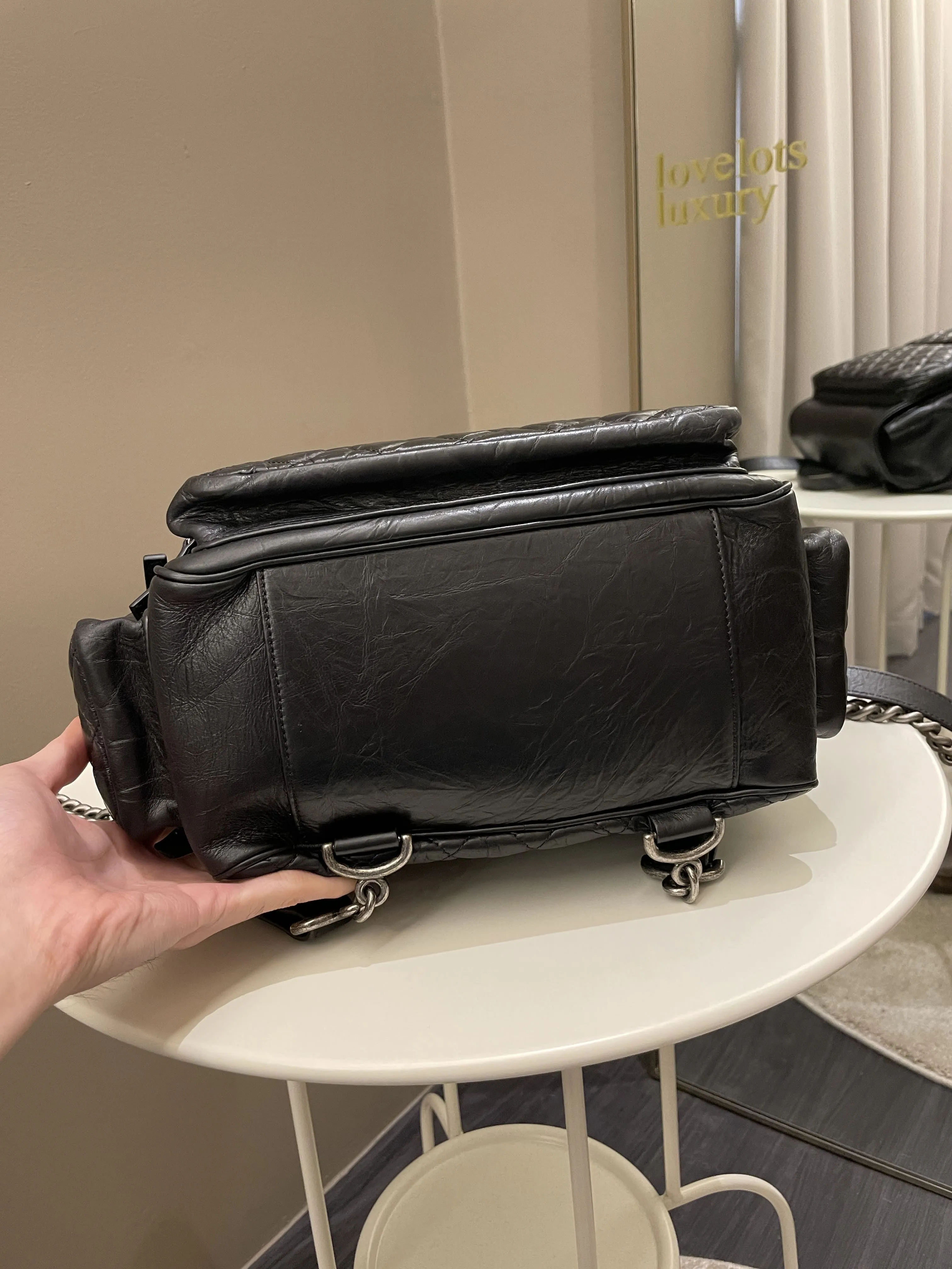 Chanel Quilted Casual Rock Backpack Black Aged Calf