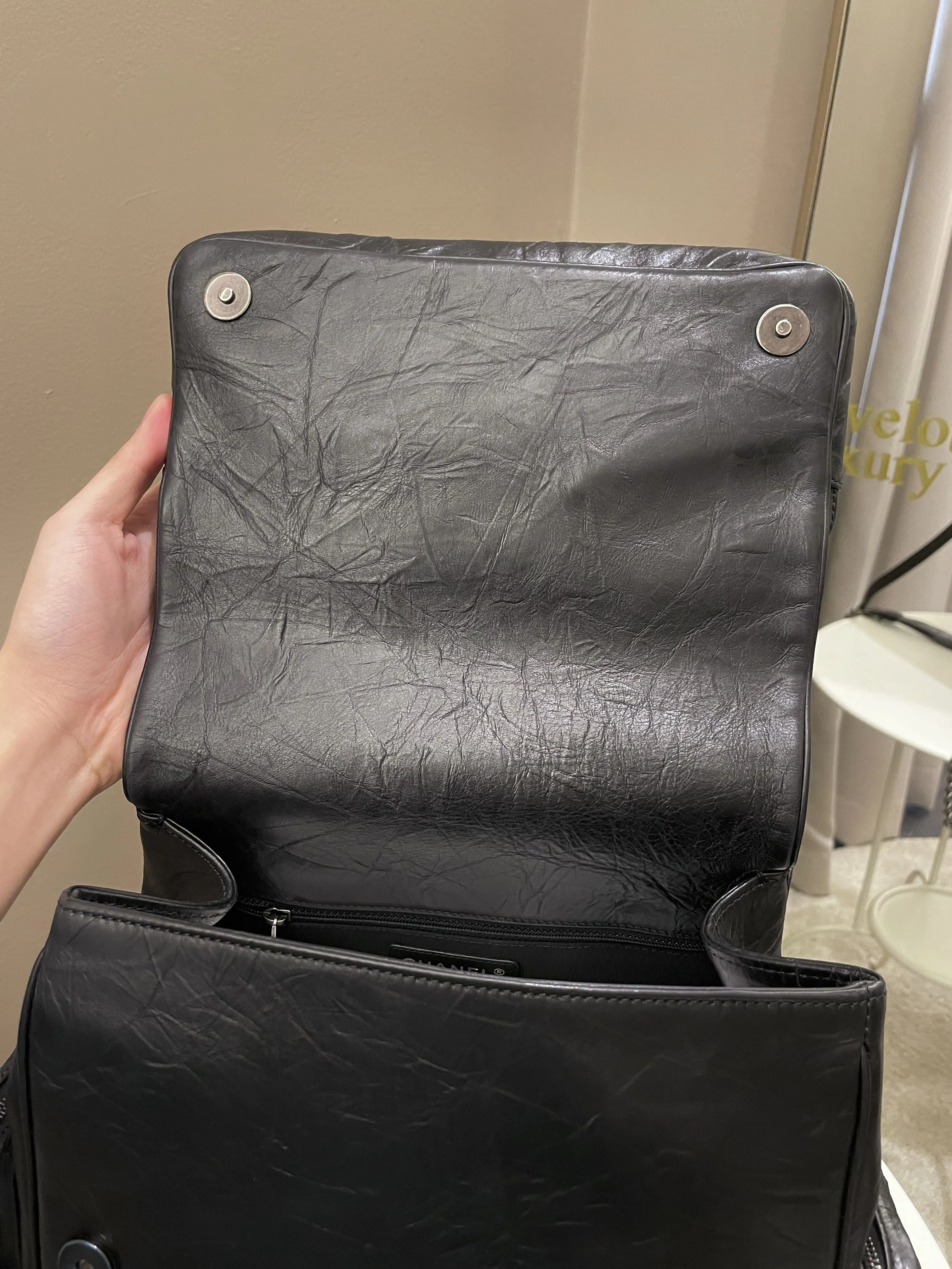 Chanel Quilted Casual Rock Backpack Black Aged Calf