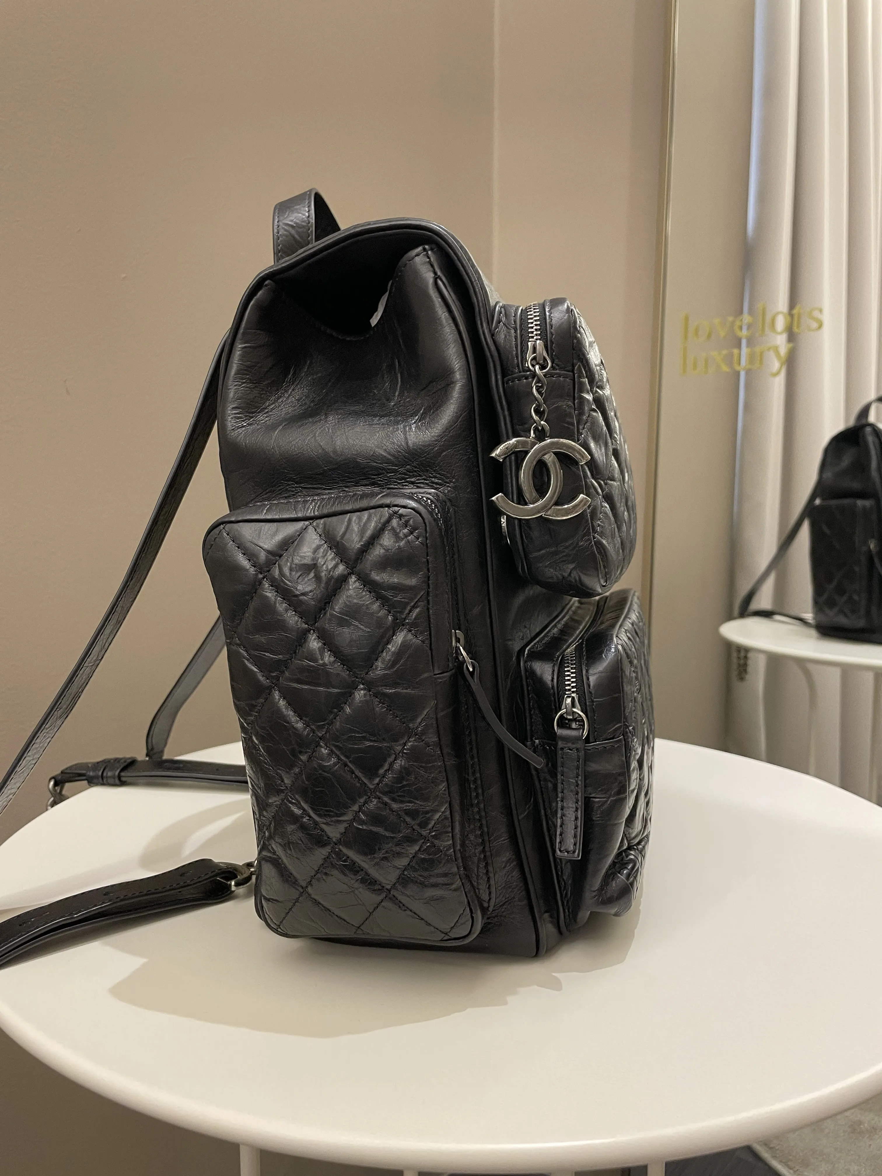 Chanel Quilted Casual Rock Backpack Black Aged Calf