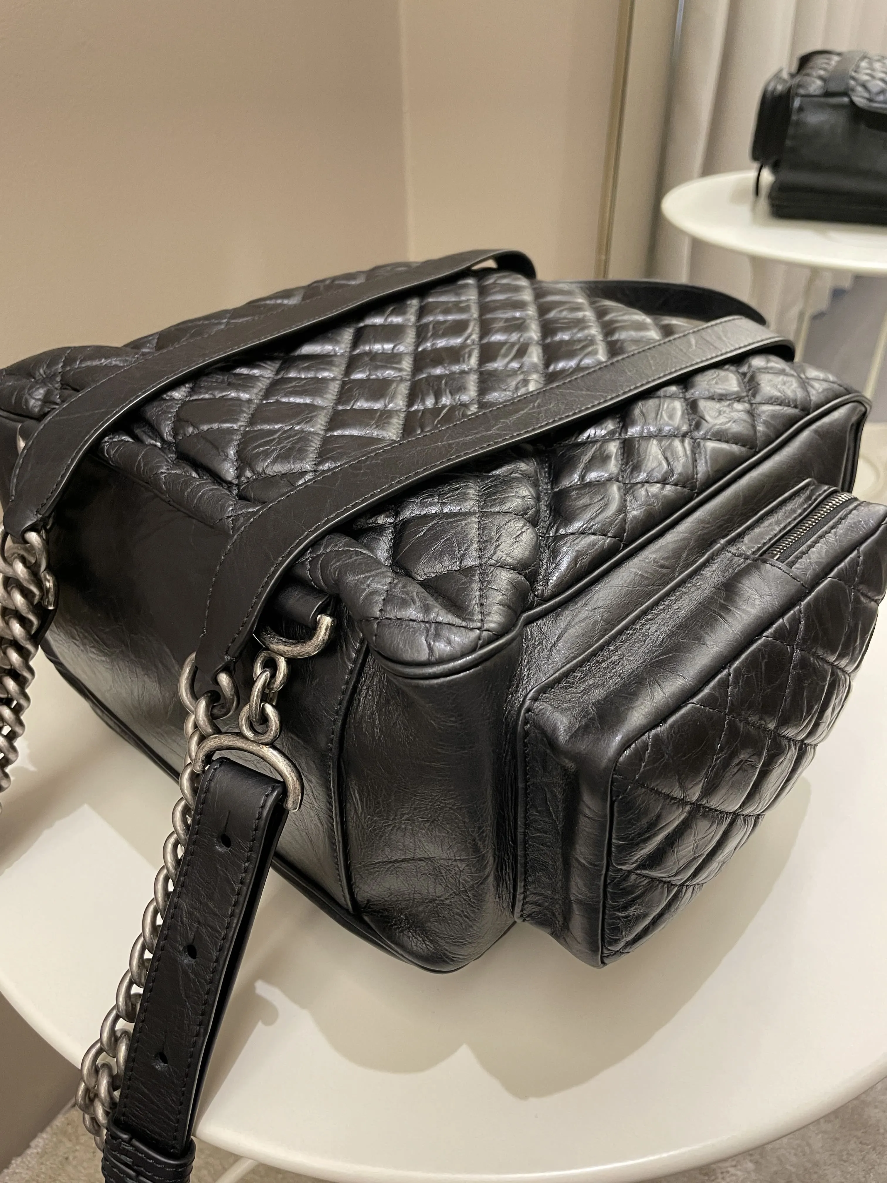 Chanel Quilted Casual Rock Backpack Black Aged Calf