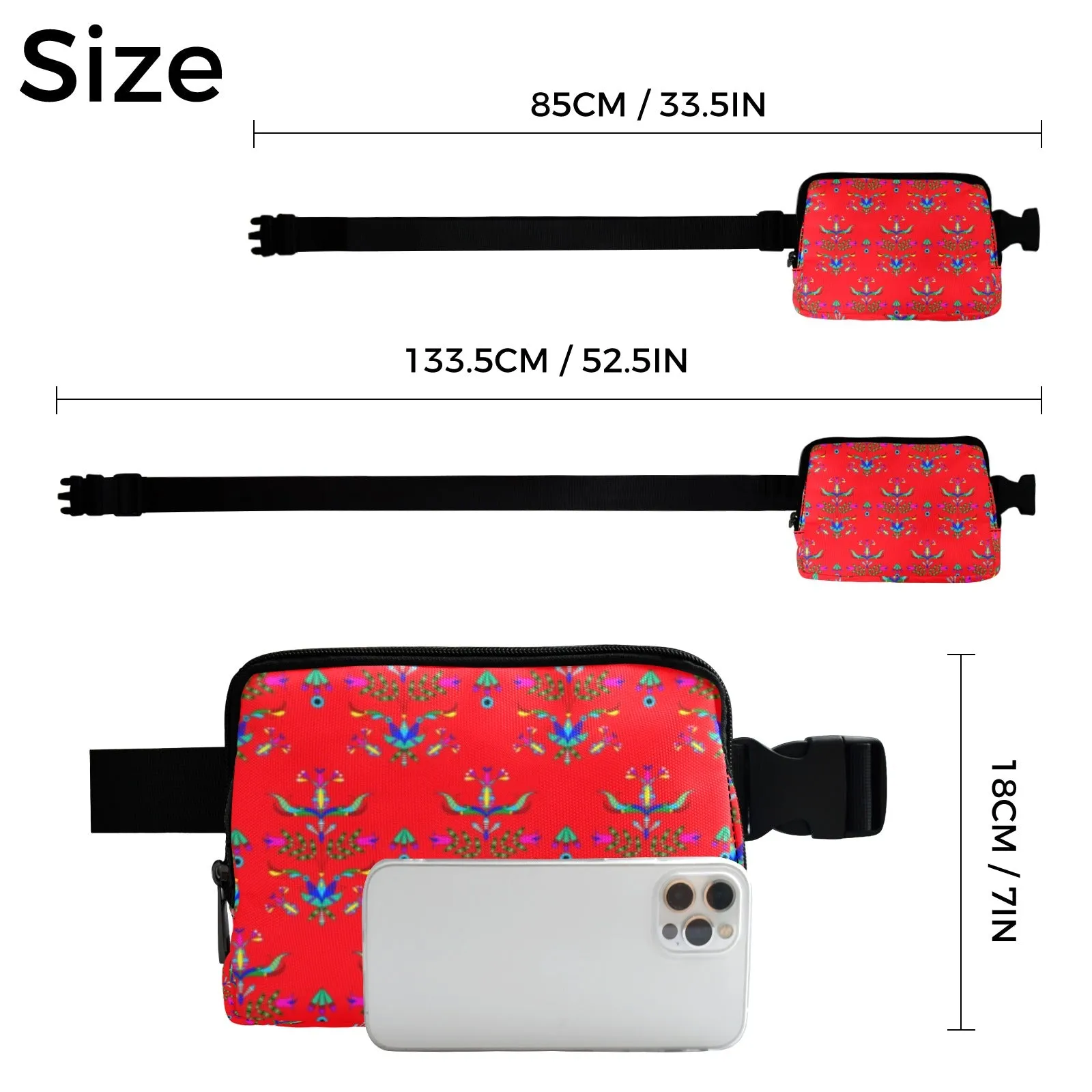 Dakota Damask Red Belt Bag