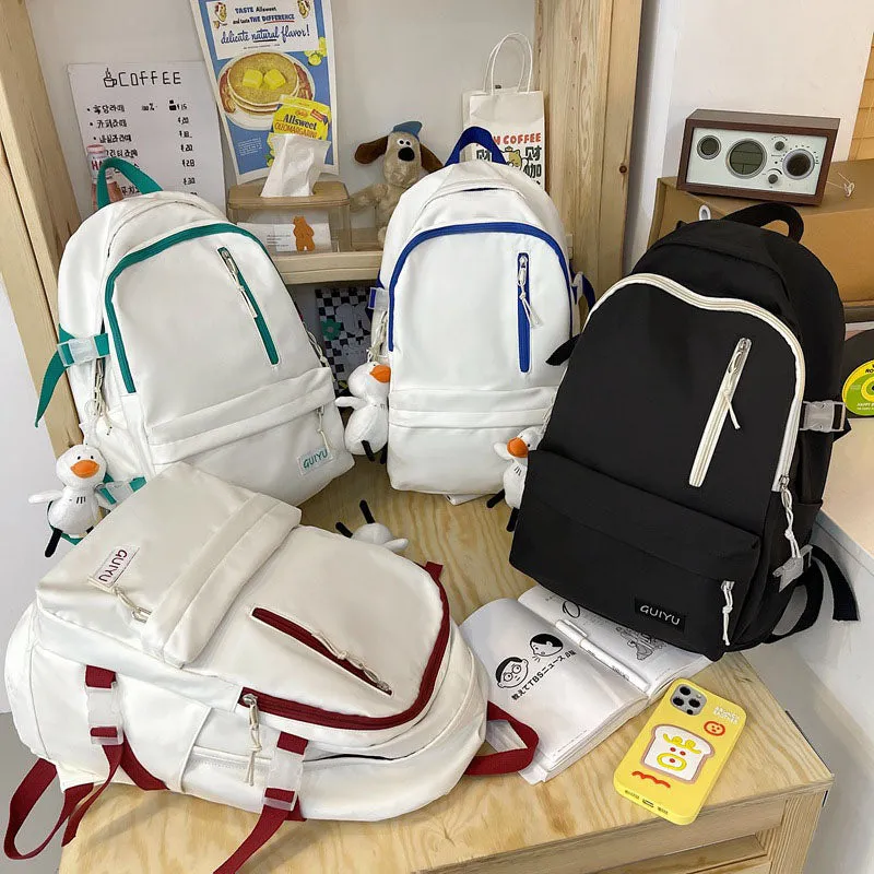 Girls Backpack Teen Rucksack Large Capacity College Student Schoolbag with Decor