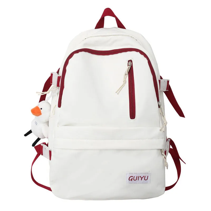 Girls Backpack Teen Rucksack Large Capacity College Student Schoolbag with Decor