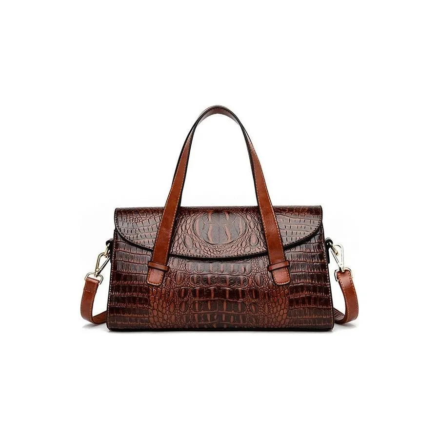 Graceful CrocLuxe Vintage PU Tote Bag