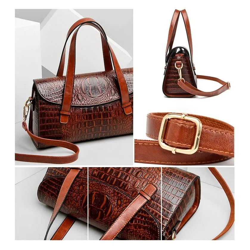 Graceful CrocLuxe Vintage PU Tote Bag