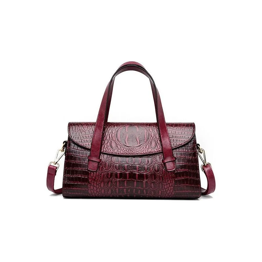 Graceful CrocLuxe Vintage PU Tote Bag