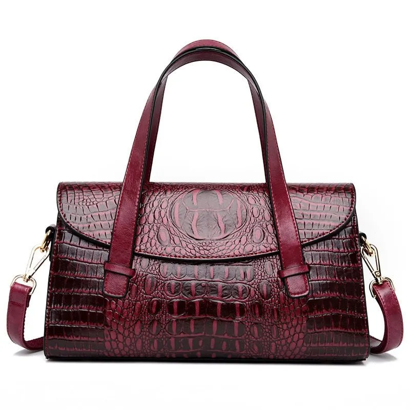 Graceful CrocLuxe Vintage PU Tote Bag