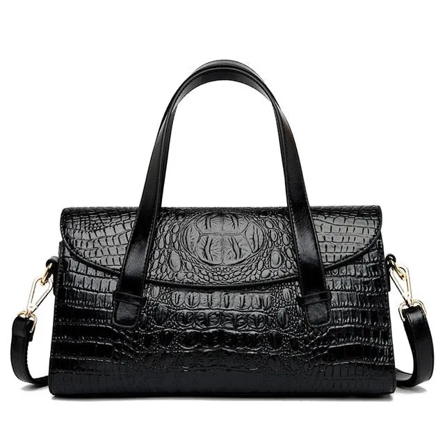 Graceful CrocLuxe Vintage PU Tote Bag