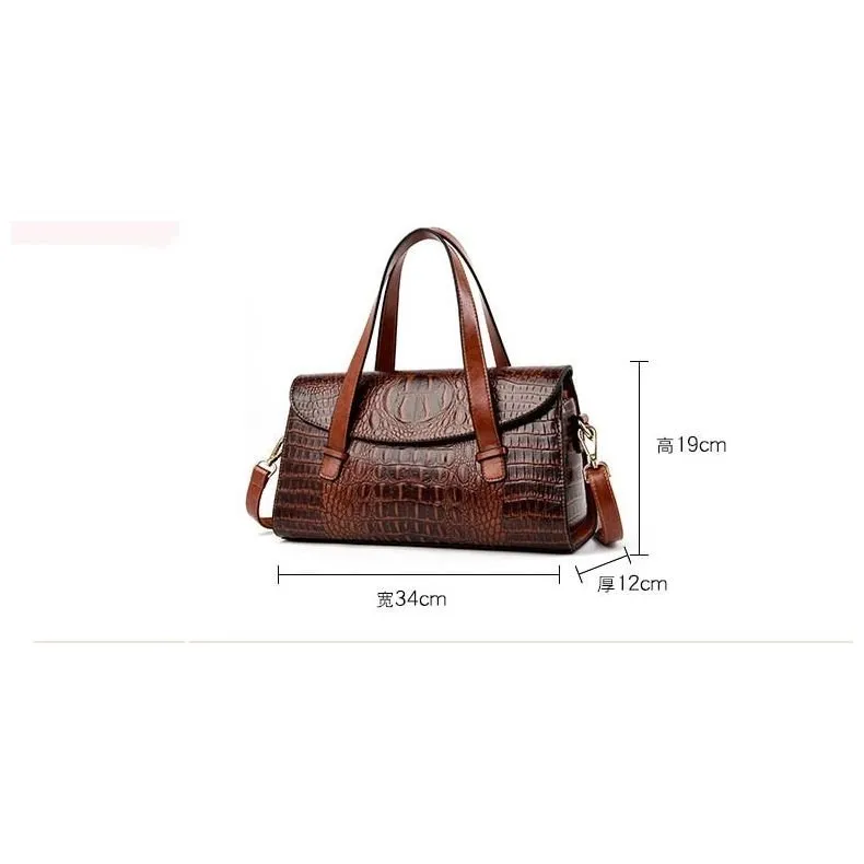 Graceful CrocLuxe Vintage PU Tote Bag