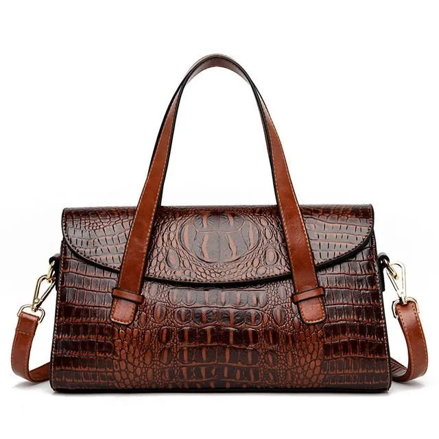 Graceful CrocLuxe Vintage PU Tote Bag