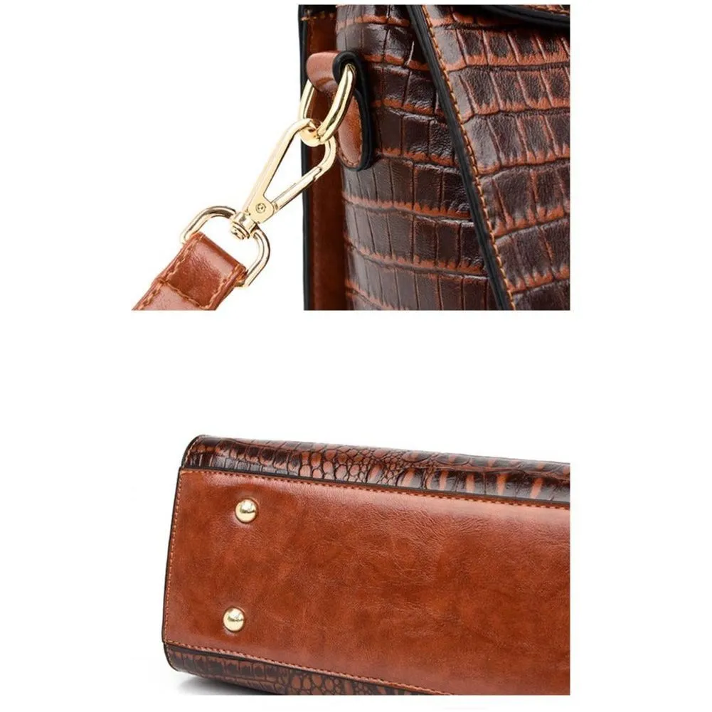 Graceful CrocLuxe Vintage PU Tote Bag