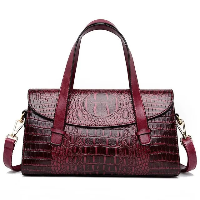 Graceful CrocLuxe Vintage PU Tote Bag