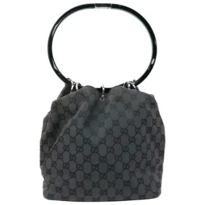 Gucci Black Guccissima Print Canvas/Leather XL Bucket Bag With Resin Handle