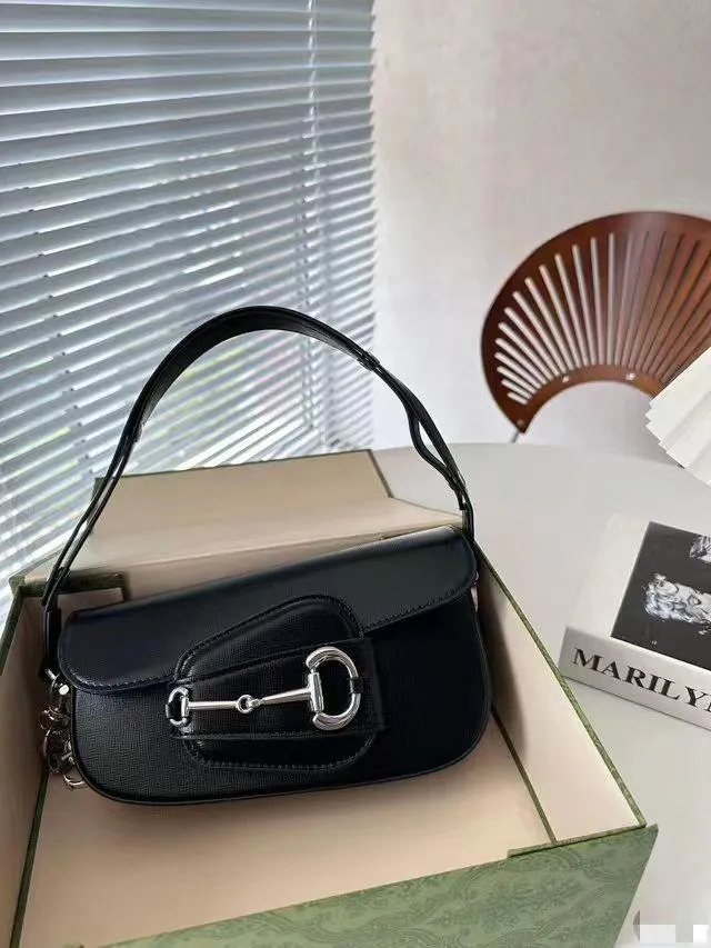 Gucci-Inspired Horsebit 1955 Monogrammed Small Shoulder Women Bag (Black)