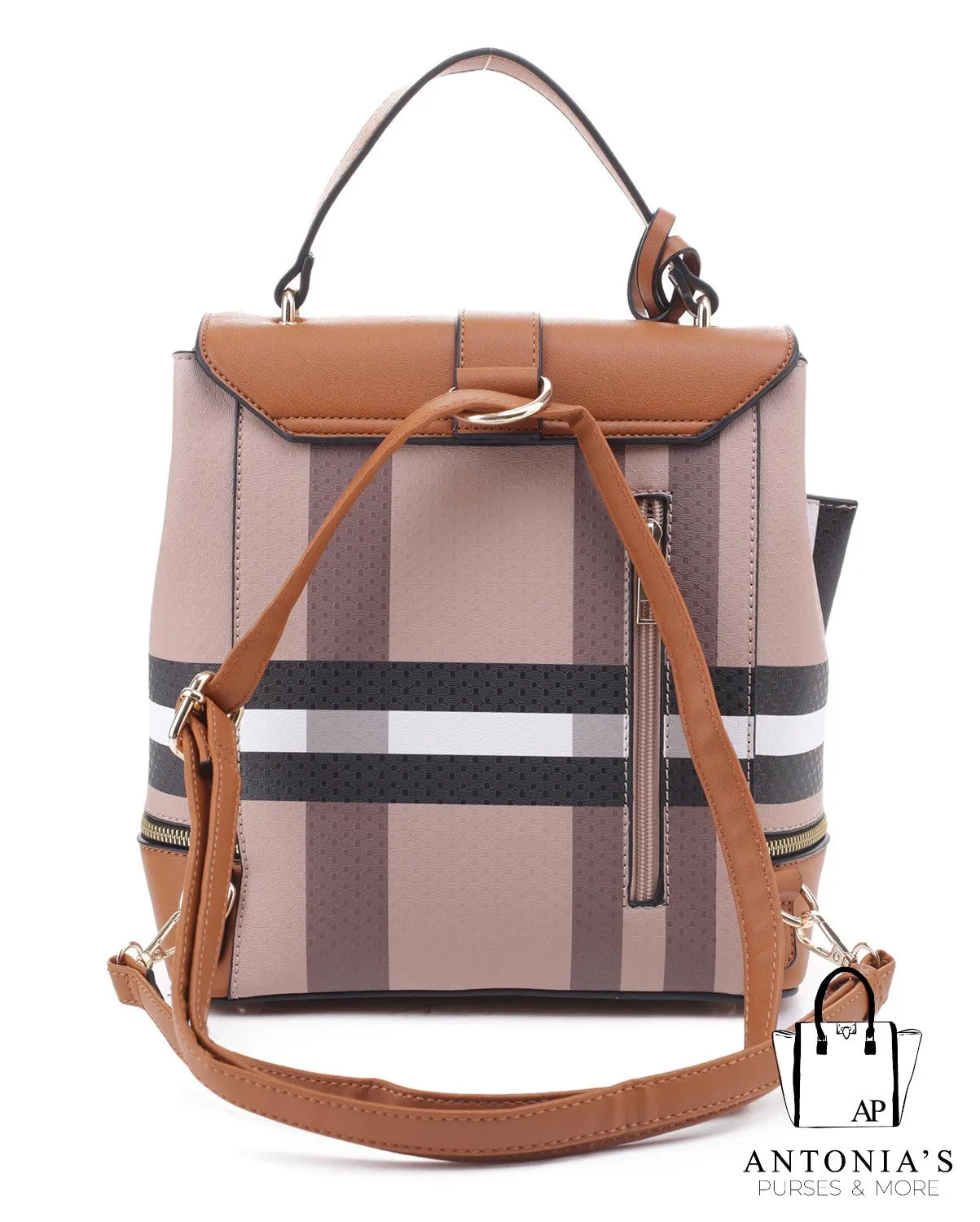 LUXIE COLLECTION FASHION PLAID BACKBACK SET-Black Only