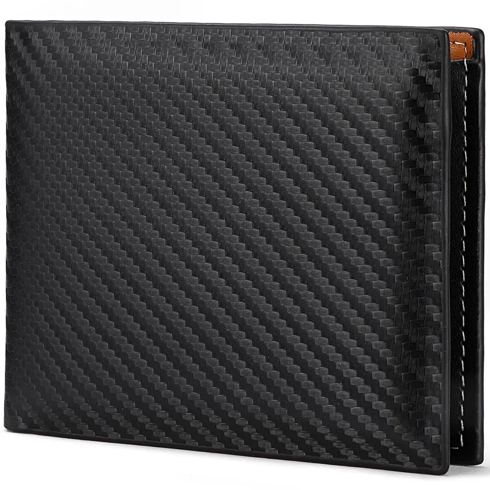 New Carbon Fiber Short Wallet Men's Card Bag Integrated Zipper Change Bag Holder