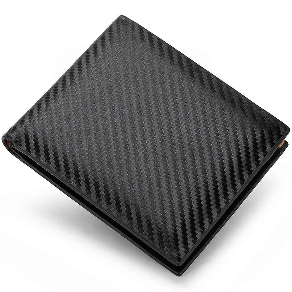 New Carbon Fiber Short Wallet Men's Card Bag Integrated Zipper Change Bag Holder