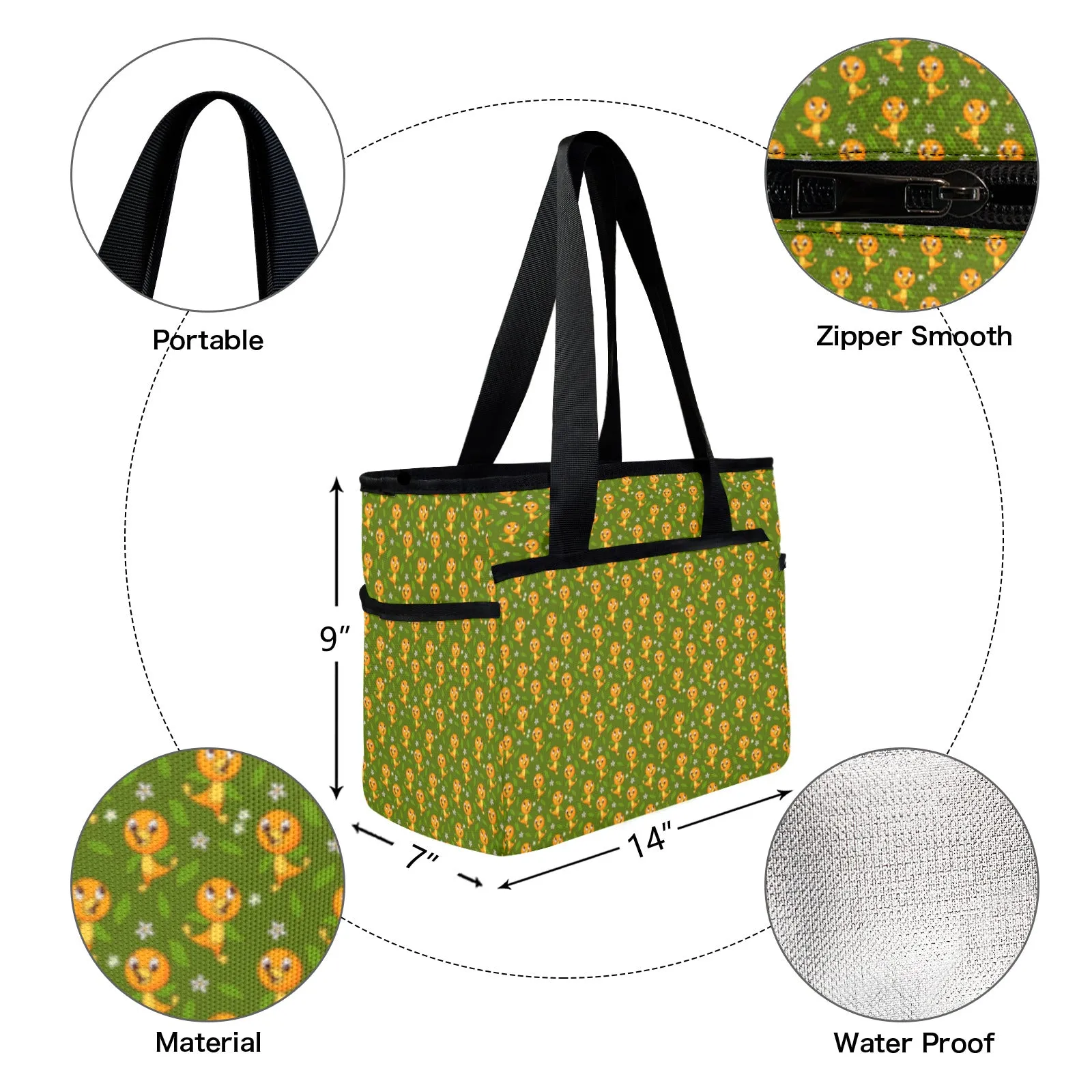 Orange Bird Large Capacity Insulated Tote Bag