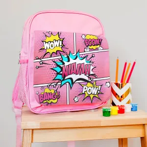 Personalised Pink 'Comic' Backpack