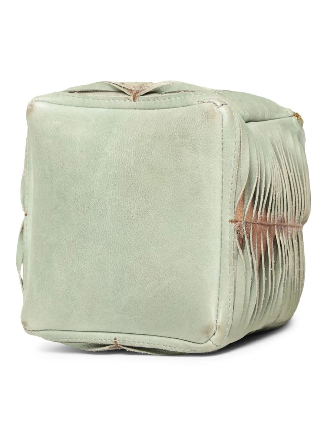 Premade Perfection: Olive Leather Crossbody Clutch in Unique Shape