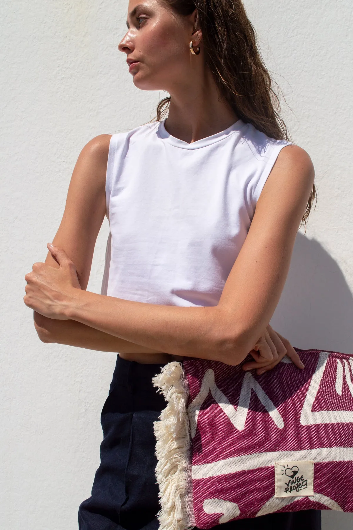 "Cyclades" Clutch Bag in Burgundy