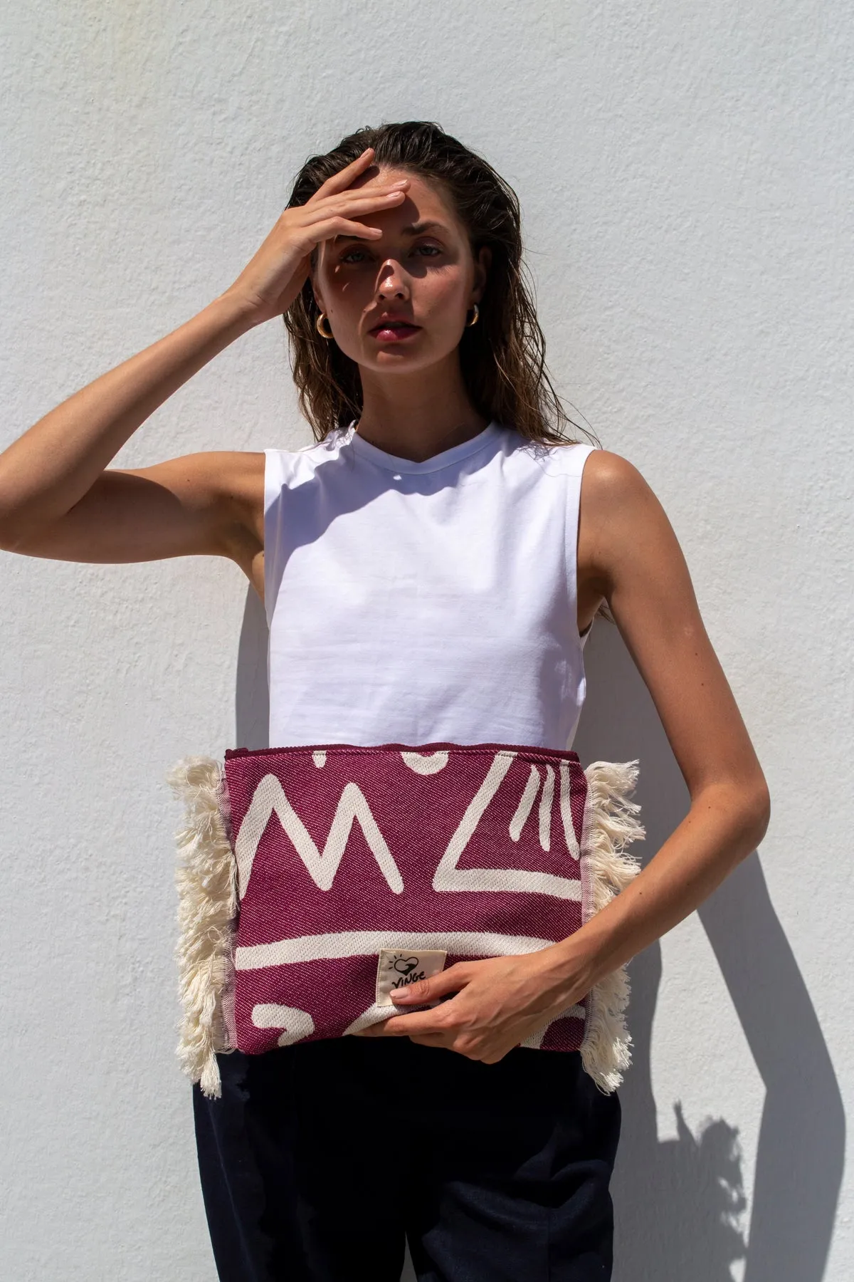 "Cyclades" Clutch Bag in Burgundy