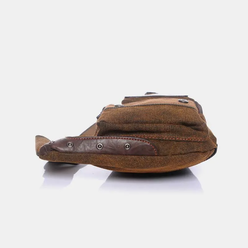Sling Bag for Men Black Vintage Canvas Business Crossbody Bag