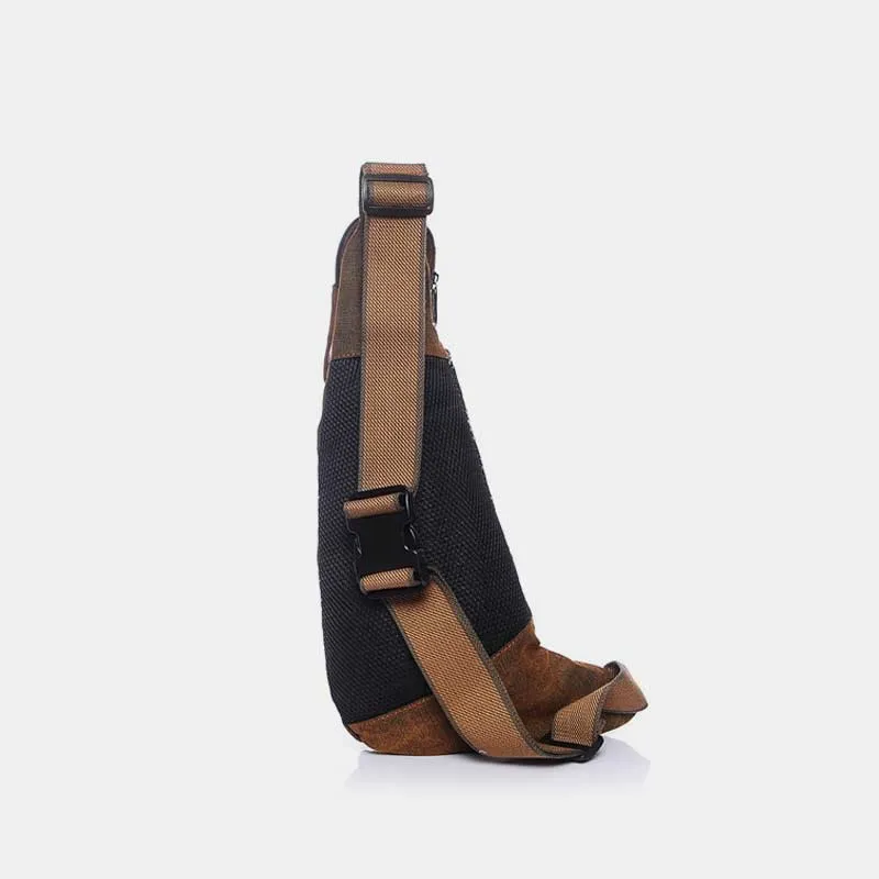 Sling Bag for Men Black Vintage Canvas Business Crossbody Bag