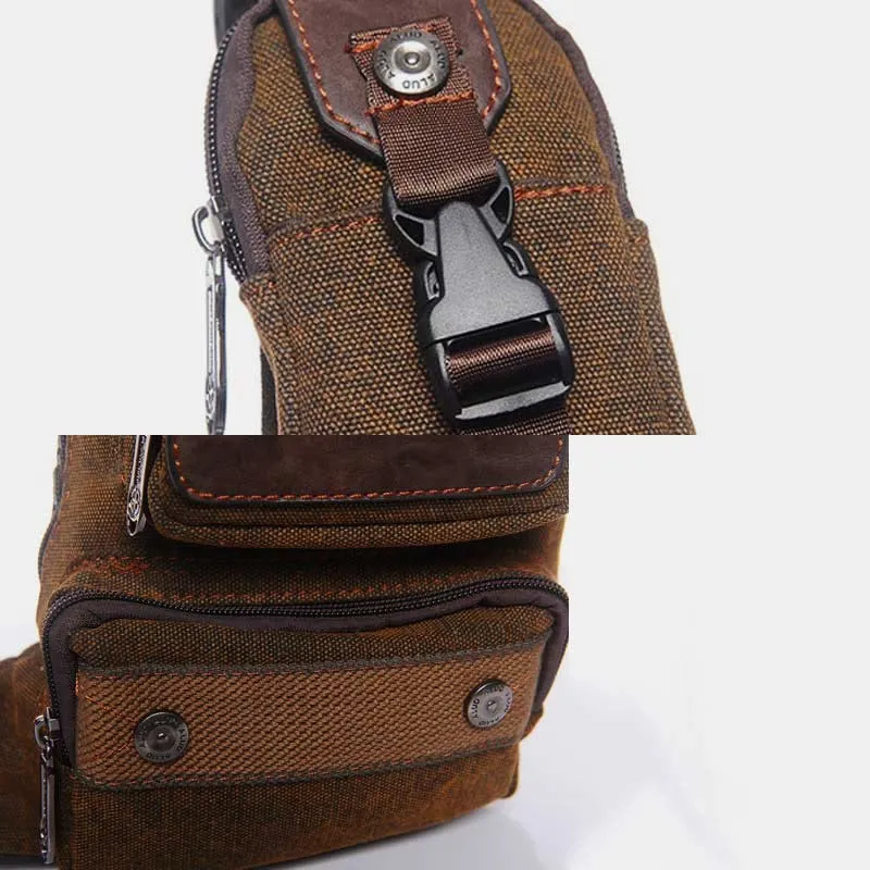 Sling Bag for Men Black Vintage Canvas Business Crossbody Bag