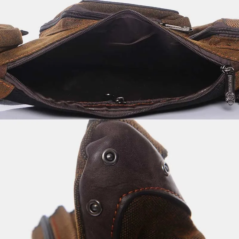 Sling Bag for Men Black Vintage Canvas Business Crossbody Bag