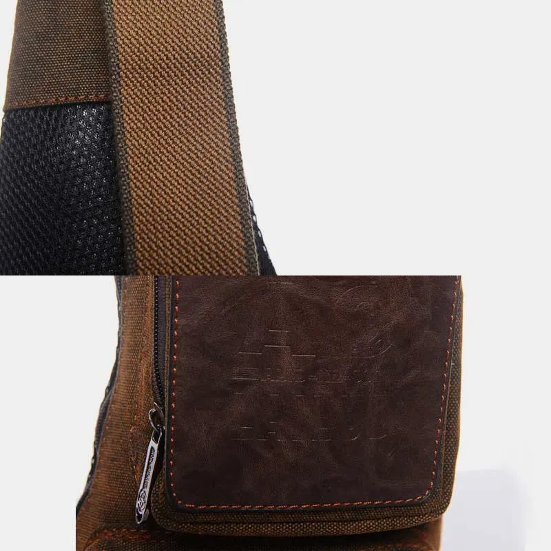 Sling Bag for Men Black Vintage Canvas Business Crossbody Bag