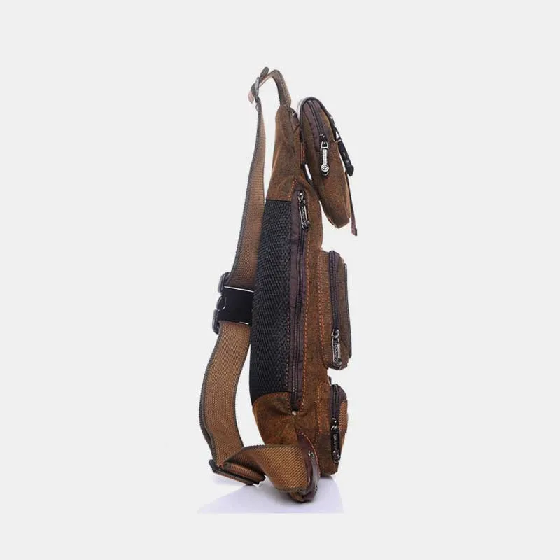 Sling Bag for Men Black Vintage Canvas Business Crossbody Bag