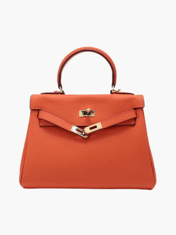 The Abby | Luxury Orange Leather Handbag – Bold & Elegant