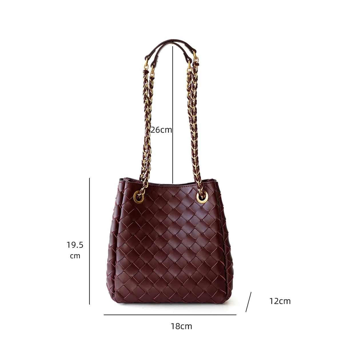 The Chantall | Luxury White Woven Leather Bucket Bag – Elegant & Versatile